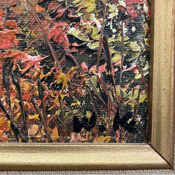 Vintage Signed W.K. Impressionist Abstract Landscape Ruins Acrylic Oil Painting - Picture 5 of 17